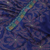 Sanskriti Vintage Purple Sarees Pure Crepe Embroidered Ethnic Sari Craft Fabric