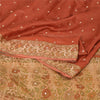 Sanskriti Vintage Orange/Yellow Sarees Pure Silk Hand Beaded Woven Sari Fabric