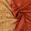 Sanskriti Vintage Orange/Yellow Sarees Pure Silk Hand Beaded Woven Sari Fabric