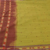 Sanskriti Vintage Sarees Green Pure Cotton Ikat Hand Woven Sari 5yd Craft Fabric