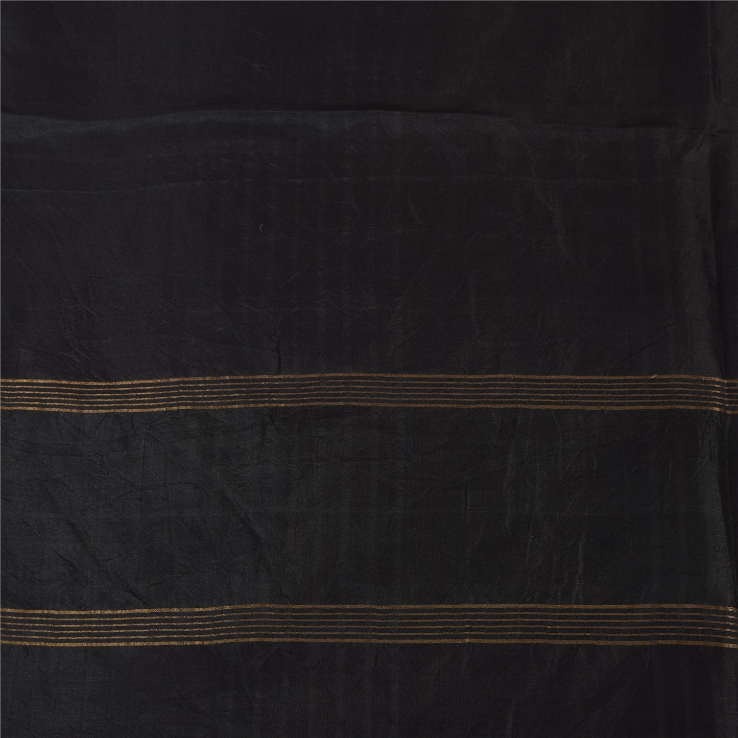 Sanskriti Vintage Sarees Indian Black Zari Woven Pure Silk Sari 5yd Craft Fabric