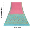 Sanskriti Vintage Sarees Pink/Blue Hand Beaded Woven Pure Silk Sari Craft Fabric