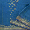 Sanskriti Vintage Sarees Indian Blue Hand Woven Pure Silk Sari Soft Craft Fabric