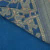 Sanskriti Vintage Sarees Indian Blue Hand Woven Pure Silk Sari Soft Craft Fabric