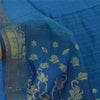 Sanskriti Vintage Sarees Indian Blue Hand Woven Pure Silk Sari Soft Craft Fabric