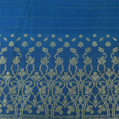 Sanskriti Vintage Sarees Indian Blue Hand Woven Pure Silk Sari Soft Craft Fabric