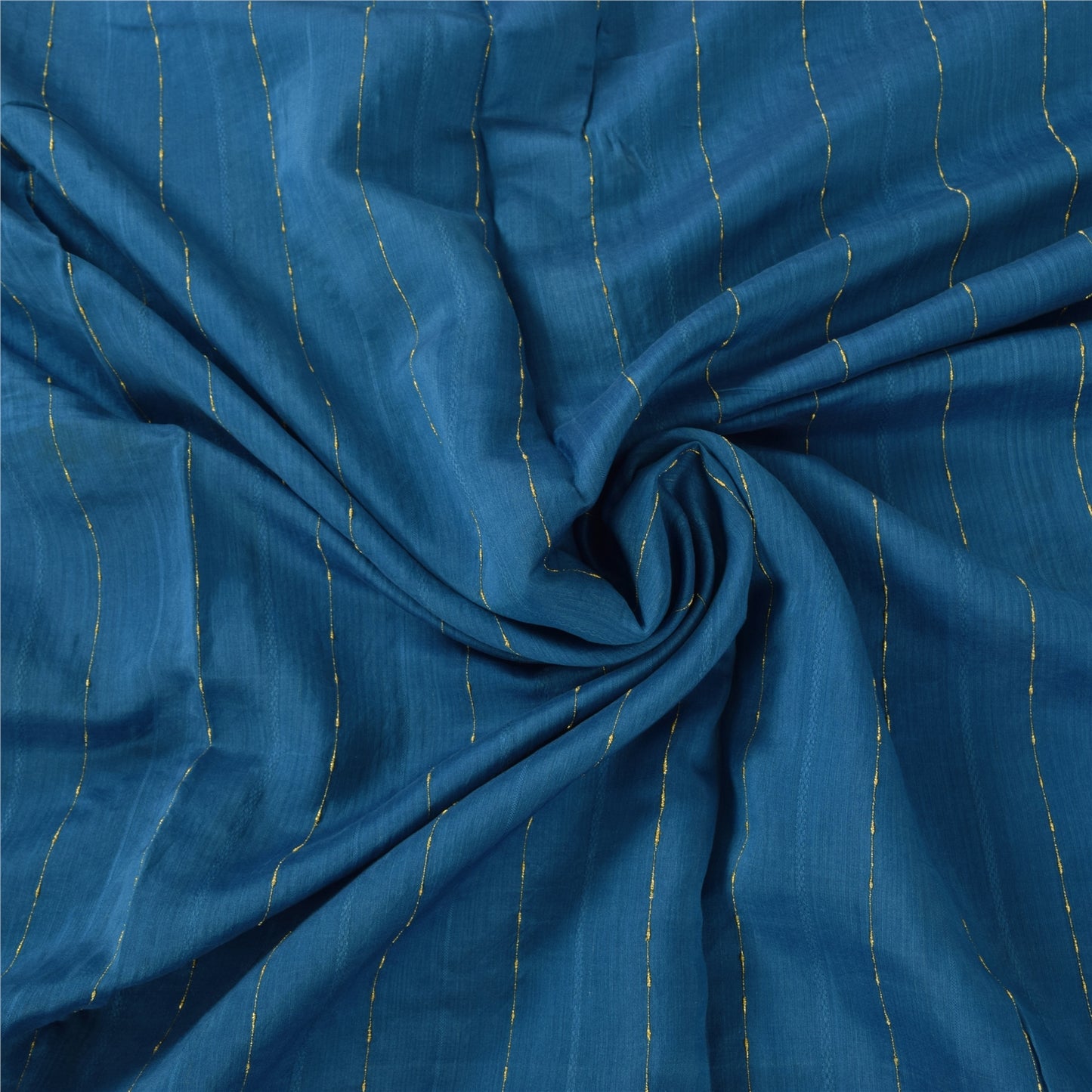 Sanskriti Vintage Sarees Indian Blue Hand Woven Pure Silk Sari Soft Craft Fabric