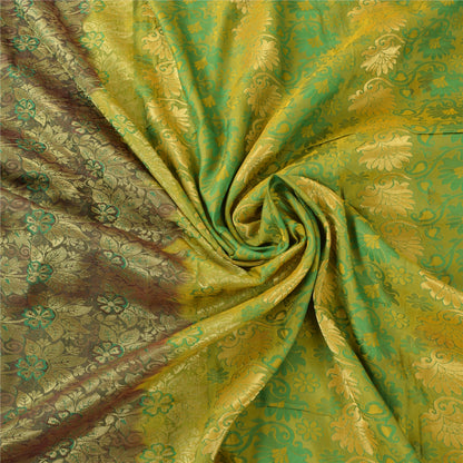 Sanskriti Vintage Sarees Indian Green Bollywood Blend Silk Sari 5yd Craft Fabric