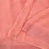 Sanskriti Vintage Sarees Peach Embroidery Pure Chiffon Silk Sari 6ydCraft Fabric