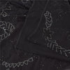 Sanskriti Vintage Black Sarees Pure Chiffon Silk Hand Beaded Sari Mukiesh Fabric