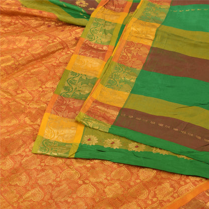 Sanskriti Vintage Indian Multi Sarees Pure Silk Woven Brocade Sari Craft Fabric