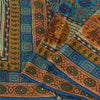 Sanskriti Vintage Blue Sarees Pure Silk Embroidered Ethnic Sari 5yd Craft Fabric