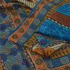 Sanskriti Vintage Blue Sarees Pure Silk Embroidered Ethnic Sari 5yd Craft Fabric