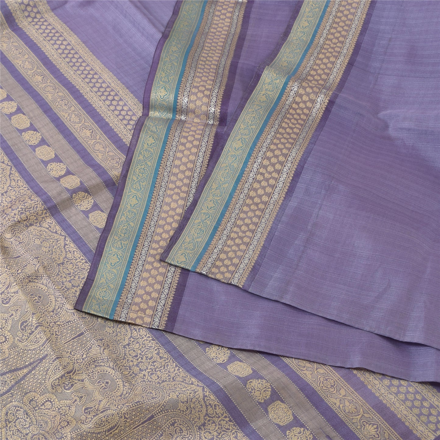 Sanskriti Vintage Lavender Sarees Pure Silk Woven Premium Sari 5yd Craft Fabric