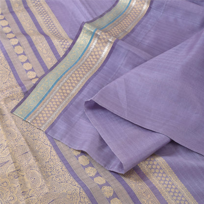 Sanskriti Vintage Lavender Sarees Pure Silk Woven Premium Sari 5yd Craft Fabric