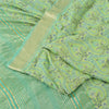 Sanskriti Vintage Green Sarees Pure Cotton Printed Premium Sari 5yd Craft Fabric