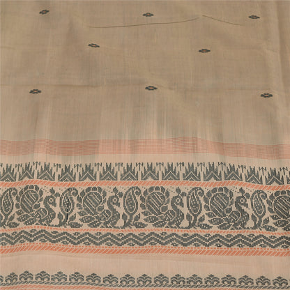 Sanskriti Vintage Peach Sarees Pure Cotton Woven Premium Sari 5+ yd Craft Fabric