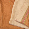 Sanskriti Vintage Golden/Ivory Sarees Pure Silk Hand Woven Sari 6yd Craft Fabric