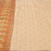 Sanskriti Vintage Golden/Ivory Sarees Pure Silk Hand Woven Sari 6yd Craft Fabric