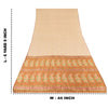 Sanskriti Vintage Golden/Ivory Sarees Pure Silk Hand Woven Sari 6yd Craft Fabric