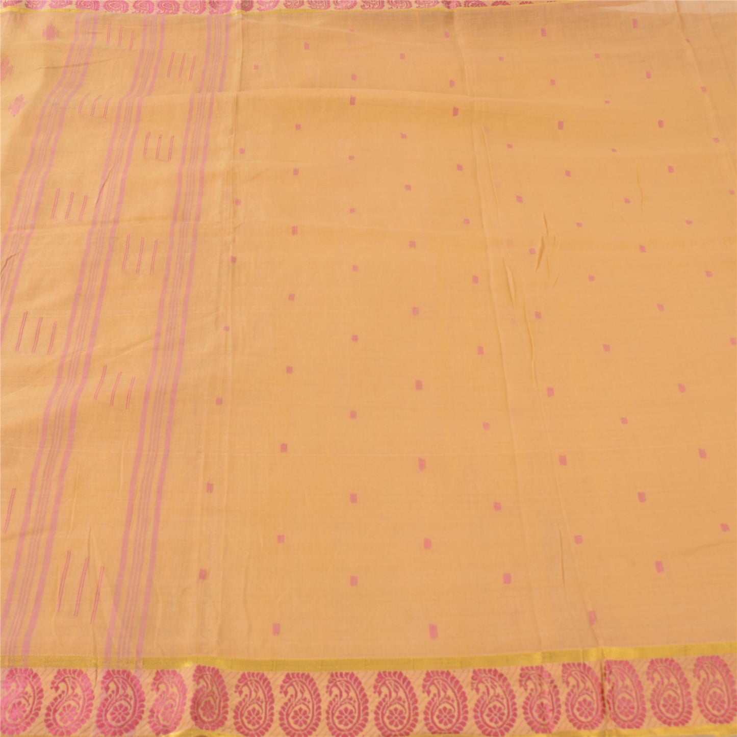 Sanskriti Vintage Yellow Sarees Pure Cotton Woven Tant Premium Sari Craft Fabric