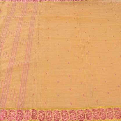 Sanskriti Vintage Yellow Sarees Pure Cotton Woven Tant Premium Sari Craft Fabric