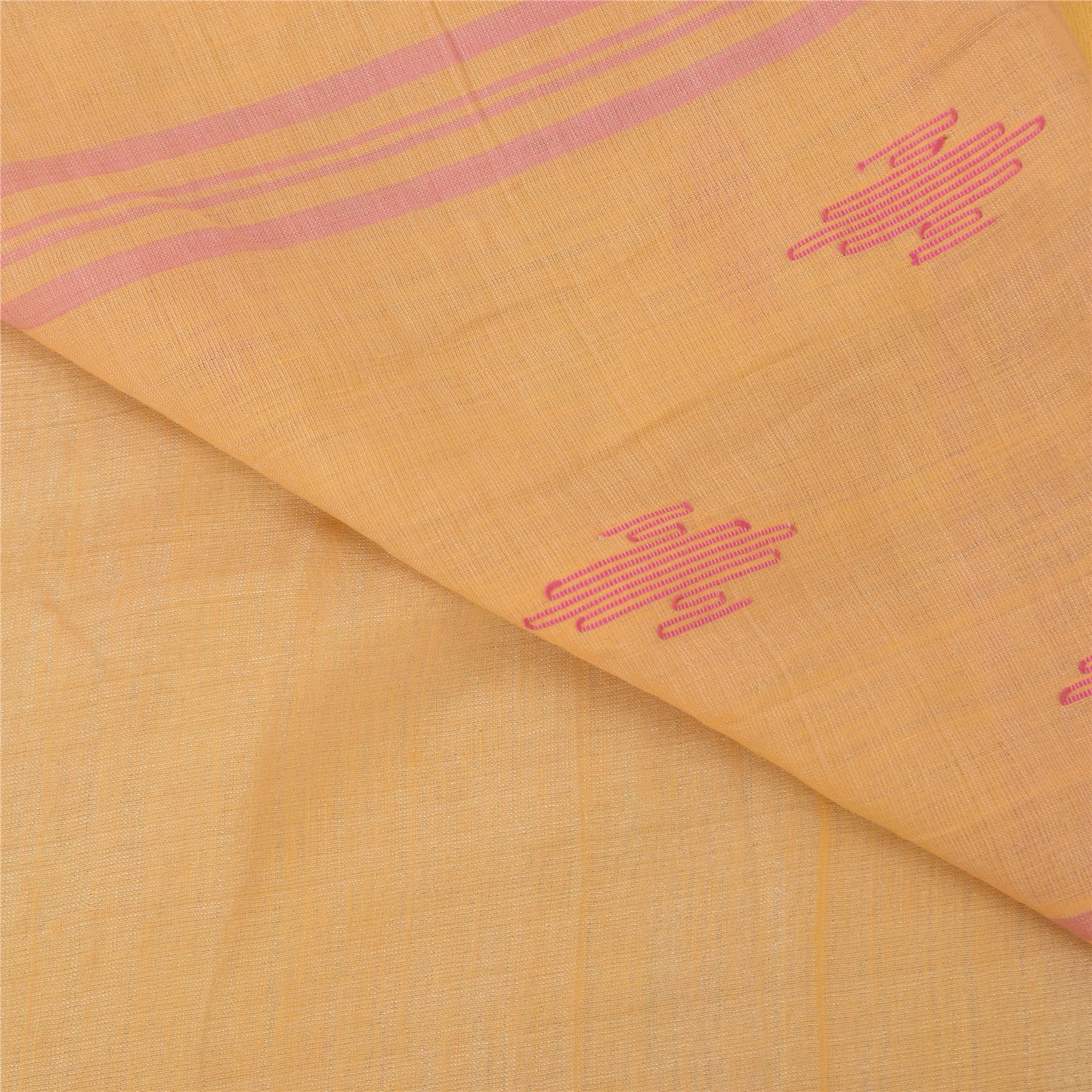 Sanskriti Vintage Yellow Sarees Pure Cotton Woven Tant Premium Sari Craft Fabric