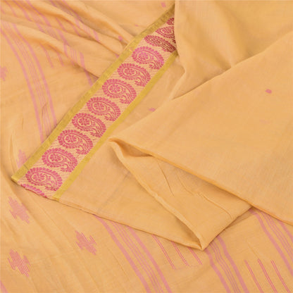 Sanskriti Vintage Yellow Sarees Pure Cotton Woven Tant Premium Sari Craft Fabric