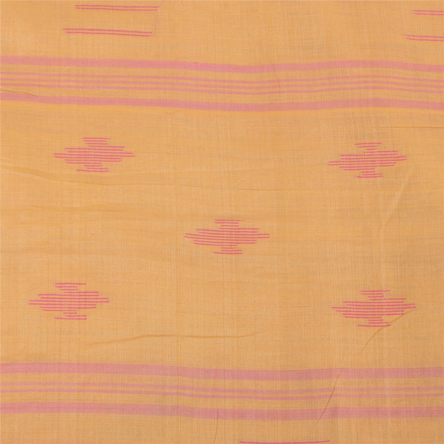 Sanskriti Vintage Yellow Sarees Pure Cotton Woven Tant Premium Sari Craft Fabric