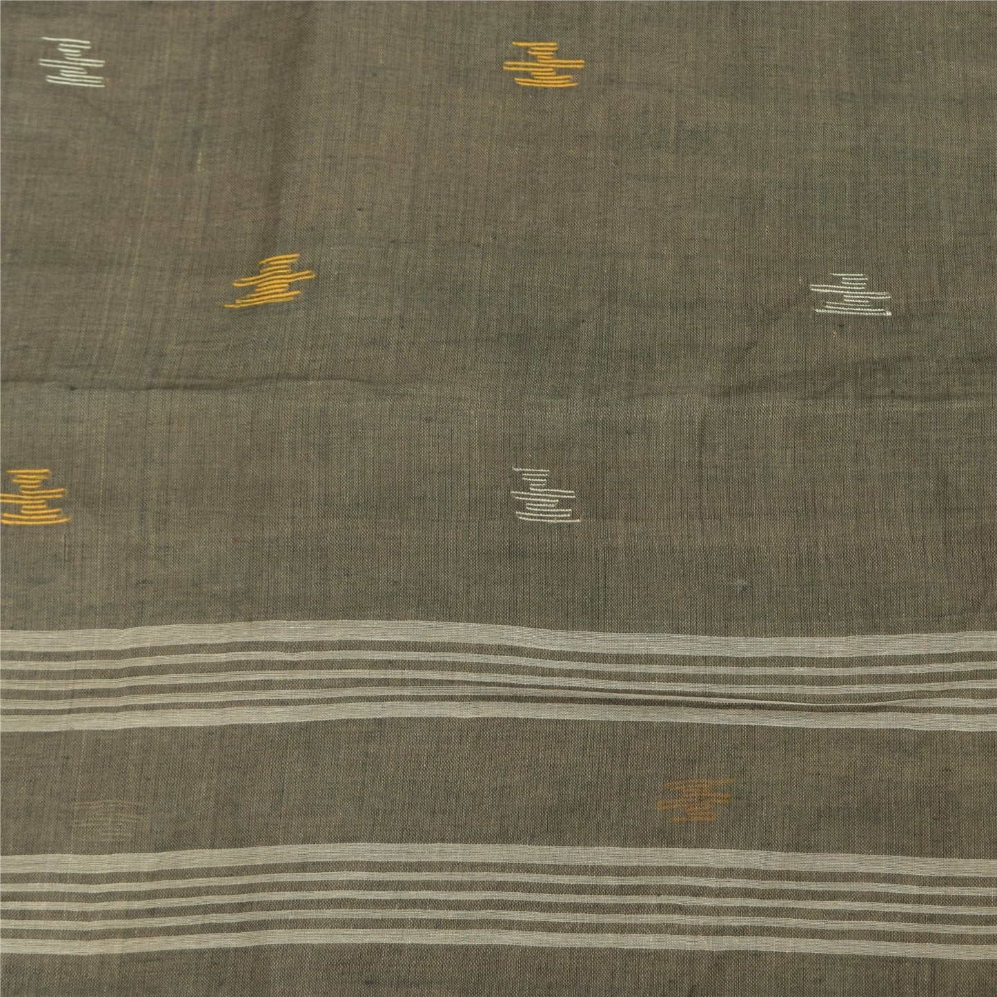 Sanskriti Vintage Indian Gray Sarees Pure Cotton Woven Tant Premium Sari Fabric