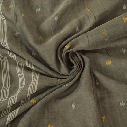 Sanskriti Vintage Indian Gray Sarees Pure Cotton Woven Tant Premium Sari Fabric