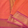 Sanskriti Vintage Orange Sarees Pure Cotton Woven Premium Sari 5+yd Craft Fabric