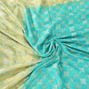 Sanskriti Vintage Blue/Lime Sarees Pure Silk Hand Woven Sari Ethnic Craft Fabric