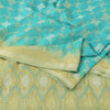 Sanskriti Vintage Blue/Lime Sarees Pure Silk Hand Woven Sari Ethnic Craft Fabric