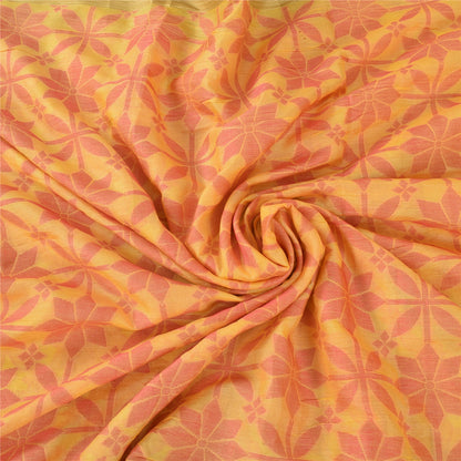 Sanskriti Vintage Indian Yellow Sarees Pure Silk Woven Premium Sari Craft Fabric