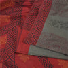 Sanskriti Vintage Red/Gray Sarees Pure Cotton Block Printed Sari 6ydCraft Fabric