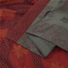 Sanskriti Vintage Red/Gray Sarees Pure Cotton Block Printed Sari 6ydCraft Fabric