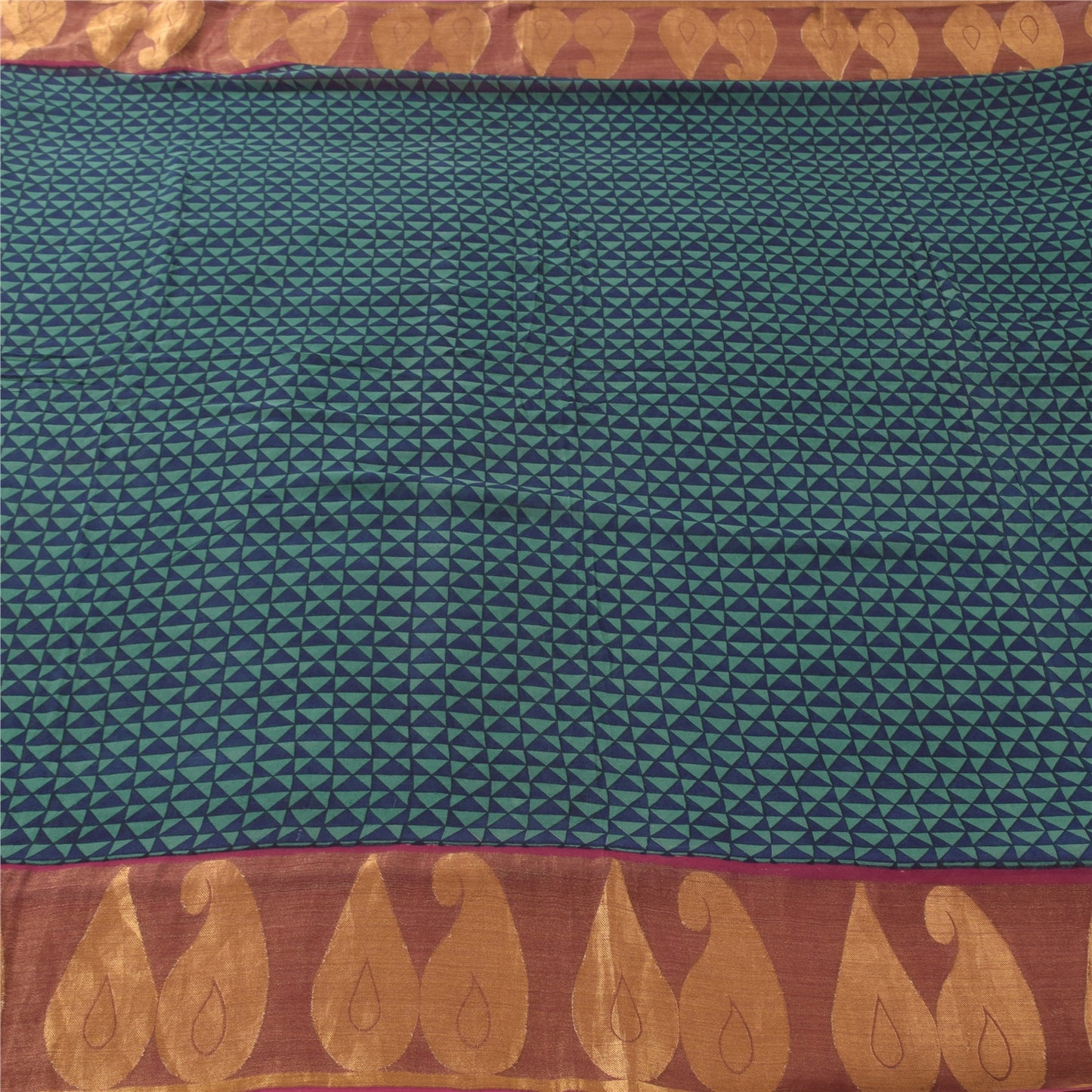 Sanskriti Vintage Blue/Green Sarees Pure Georgette Printed Woven Sari 5yd Fabric