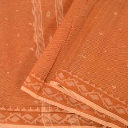 Sanskriti Vintage Orange Sarees Pure Cotton Woven Premium Sari 5+yd Craft Fabric