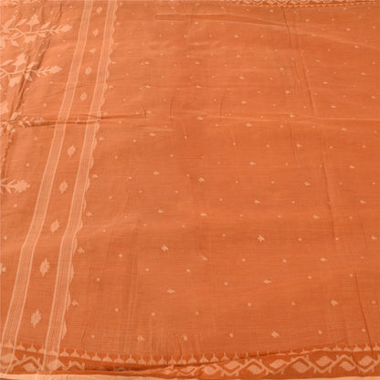 Sanskriti Vintage Orange Sarees Pure Cotton Woven Premium Sari 5+yd Craft Fabric