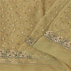 Sanskriti Vintage Indian Cream Sarees Net Hand Beaded Premium Sari Craft Fabric