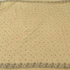 Sanskriti Vintage Indian Cream Sarees Net Hand Beaded Premium Sari Craft Fabric