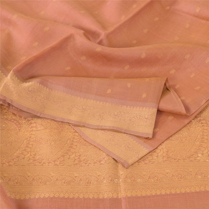 Sanskriti Vintage Indian Peach Sarees Pure Silk Woven Ethnic Sari Craft Fabric