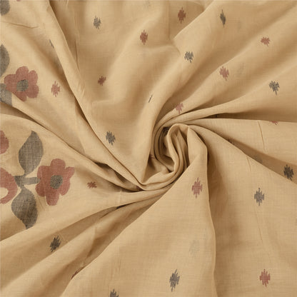 Sanskriti Vintage Indian Beige Sarees Pure Cotton Woven Sari Ethnic Craft Fabric