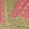 Sanskriti Vintage Beige/Pink Sarees Pure Silk Hand Woven Sari 6+ yd Craft Fabric