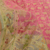 Sanskriti Vintage Beige/Pink Sarees Pure Silk Hand Woven Sari 6+ yd Craft Fabric