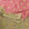 Sanskriti Vintage Beige/Pink Sarees Pure Silk Hand Woven Sari 6+ yd Craft Fabric