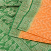 Sanskriti Vintage Green/Orange Sarees Pure Silk Woven Premium Sari Craft Fabric