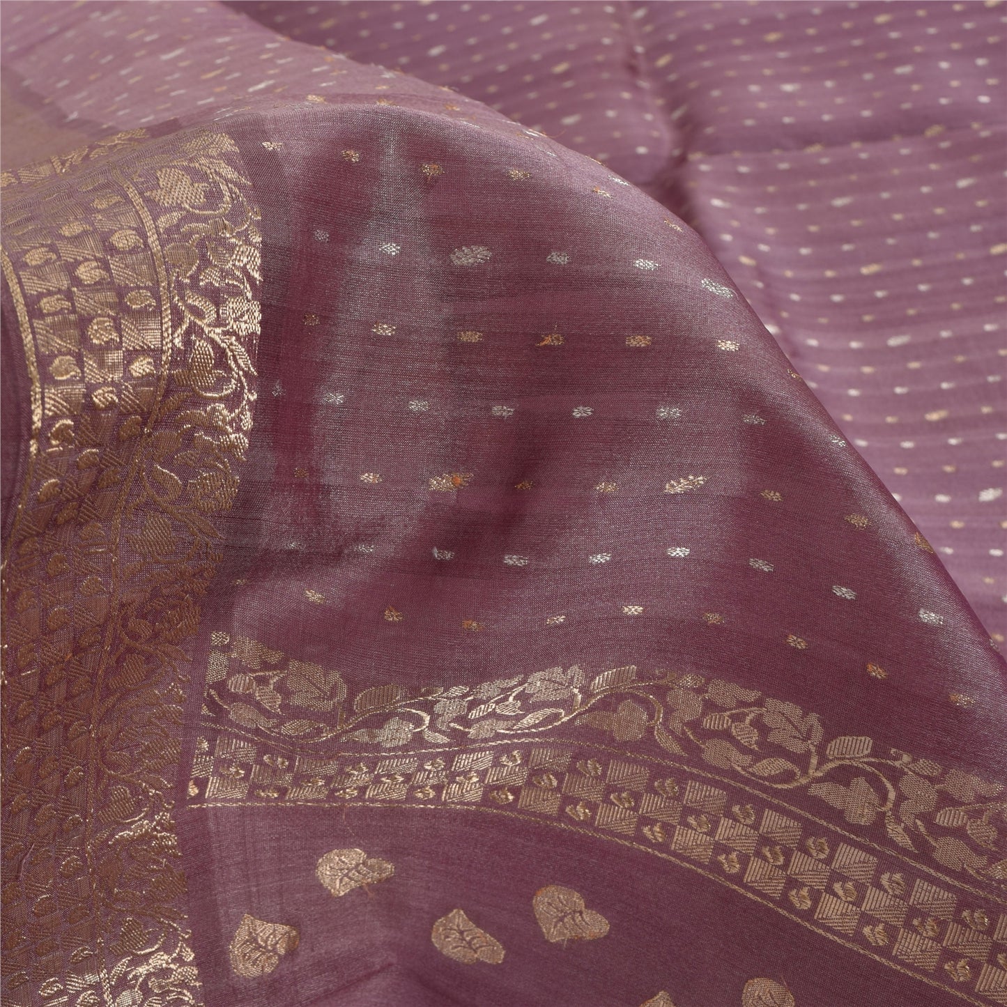 Sanskriti Vintage Sarees Purple Hand Woven 100% Pure Silk Sari 5+yd Craft Fabric