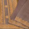 Sanskriti Vintage Sarees Gray Indian Hand Woven Pure Silk Sari 5+yd Craft Fabric